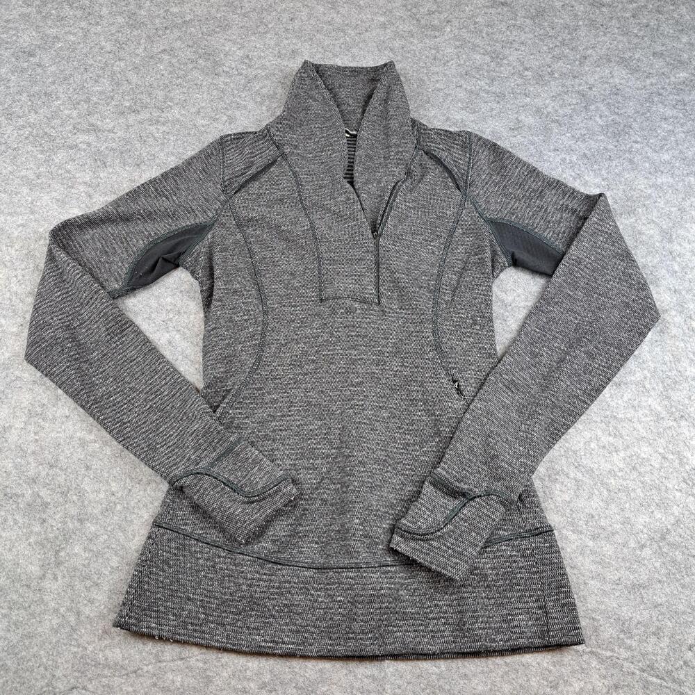 Lululemon Pullover Womens 4 Gray Half Zip Funnel Neck Long Sleeve Athletic Top